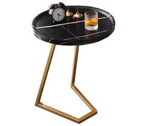 ZJYIGOWL Tavolino Nero A Forma Di C Tavolino Da Caffè Sopra Il Divano Con Struttura In Metallo Scrivania Stretta In Legno Per Laptop Per Soggiorno Comodino Salvaspazio Per Camera Da Letto(Black,Gold)