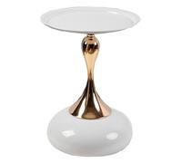 ZJYIGOWL Tavolino Rotondo Per Snack, Vassoio Vintage In Metallo Da Caffè Per Camera Da Letto, Comodini E Tavolini Da Divano Con Vassoio In Metallo Per Balcone, Non Richiede Assemblaggio(White A)