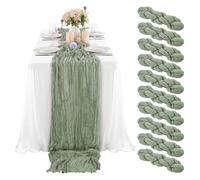 Zjyufy 10 runner da tavola per formaggio, colore verde salvia, bohemian, garza, garza, rustico, per matrimonio, festa di nozze, festa di sposa, decorazione da tavolo, feste, 35,43 x 118,11"