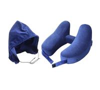Zjyufy Cuscino da viaggio a forma di H, cuscino per il collo, cuscino da viaggio, cuscino da viaggio per aereo, con cappuccio staccabile per viaggi in aereo