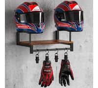 Zjyufy Porta Casco Moto da Parete, appendi casco moto da parete porta cappelli con con assi di legno, supporti per casco tattico, per moto calcio e ciclismo