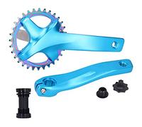 ZK - 22 Pédalier de VTT avec boîtier de pédalier, bras de manivelle à vitesse unique de 32T, pédalier léger en alliage d’aluminium pour la conversion de VTT, BCD 104 mm, longueur (Blu)