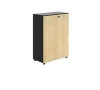ZKALQECNF Cassettiera Scrivania Colore legno originale + nero, porta doppia for ufficio con divisorio, armadietto corto in legno con serratura, archiviazione dati Armadietto Per Documenti