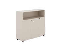 ZKALQECNF Cassettiera Scrivania Mobiletto basso for ufficio grigio e bianco con tre ante e divisorio, in legno con serratura e archiviazione dati Armadietto Per Documenti