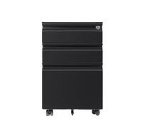 ZKALQECNF Cassettiera Scrivania Mobiletto in acciaio a tre cassetti con ruote, mobiletto for ufficio mobile basso con serratura, spesso Armadietto Per Documenti(Nero)