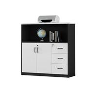 ZKALQECNF Cassettiera Scrivania Mobiletto portadocumenti in legno bianco + nero con doppia anta e tre cassetti, mobiletto portaoggetti for dati Armadietto Per Documenti