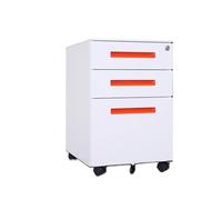 ZKALQECNF Cassettiera Scrivania Mobiletto portadocumenti mobile in acciaio colorato sotto la scrivania, mobiletto portaoggetti spesso, tre cassetti con ruote Armadietto Per Documenti(Orange)