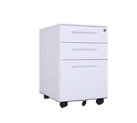 ZKALQECNF Cassettiera Scrivania Mobiletto portadocumenti mobile in acciaio colorato sotto la scrivania, mobiletto portaoggetti spesso, tre cassetti con ruote Armadietto Per Documenti(Bianco)