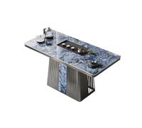 ZKALQECNF Elegante Tavolino da caffè rettangolare, piano in pietra e vassoio for il tè, tavolo pranzo con spazio di archiviazione nascosto(Blue,M)