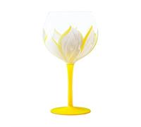 ZKALQECNF Latte Calice in vetro dipinto a mano con fiori, bicchieri da vino stelo fresco e colorato 20,6 once Bevande(Yellow)