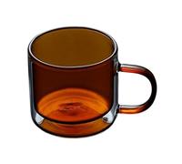 ZKALQECNF Latte Tazze colorate in vetro a doppia parete, tazze da tè e caffè in borosilicato con manico, 250 ml Bevande(Amber)