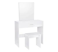 ZKALQECNF Magazzinaggio Vanity Desk con specchio e sgabello for il trucco for camera da letto, bianco