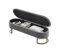 ZKALQECNF Panche punta letto Panca contenitore, sgabello da comodino imbottito con gambe in metallo, moderna panca contenitore for ingresso soggiorno Panca Contenitore(Grijs,Piccolo)