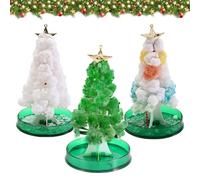 Zkaoai Albero di Natale magico in crescita, 3 mini albero di Natale artificiale, carta magica, pupazzo di neve, set di allevamento di cristallo per bambini, fai da te e giocattoli (lingua italiana