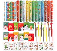 Zkaoai Gadget Natale Bambini, 58 Pezzi Regalo di Natale, Gadget Natalizi per Bambini, Penne Natalizie, Matite Natalizie Mini Natalizio Quaderno, Braccialetti Schiaffi, Adesivi Natalizi