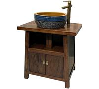 ZKBDBWTR Lavabo Bagno con Mobile di Olmo, Mobile Bagno Sottolavabo Indipendente in Stile Cinese Vintage, Mobile Lavabo Combinato per Bagnos Piccolo(80cm/31.4in)