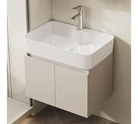 ZKBDBWTR Mobile Bagno con Lavabo Sospeso con Lavabo e Rubinetto in Ceramica, Mobiletto Portaoggetti a 2 Ante con Chiusura Ammortizzata, Mobile Bagno Sottolavabo per Bagno(50 * 36cm/19.6 * 14.1in)