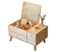 ZKBDBWTR Toeletta Trucco Bay Window con Specchio e Cassetti, Piccolo Ballerina Trucco per Studio Camera da Letto, Facile da Installare(Brown,60cm/23.6in)