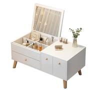 ZKBDBWTR Toeletta Trucco Bay Window con Specchio e Cassetti, Piccolo Ballerina Trucco per Studio Camera da Letto, Facile da Installare(White,80cm/31.4in)