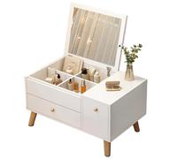 ZKBDBWTR Toeletta Trucco Bay Window con Specchio e Cassetti, Piccolo Ballerina Trucco per Studio Camera da Letto, Facile da Installare(White,60cm/23.6in)