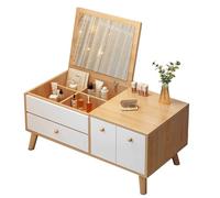 ZKBDBWTR Toeletta Trucco Bay Window con Specchio e Cassetti, Piccolo Ballerina Trucco per Studio Camera da Letto, Facile da Installare(Brown,80cm/31.4in)