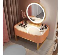 ZKBDBWTR Toeletta Trucco, Scrivania per il Trucco con Specchio, Mobiletto per il Trucco con Cassetti, Postazione Trucco Bambina per il Bagno, 3 Modalità di illuminazione(Orange,60cm/23.6in)