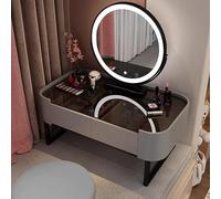 ZKBDBWTR Toeletta Trucco, Scrivania per il Trucco con Specchio, Mobiletto per il Trucco con Cassetti, Postazione Trucco Bambina per il Bagno, 3 Modalità di illuminazione(Gray,70cm/27.5in)