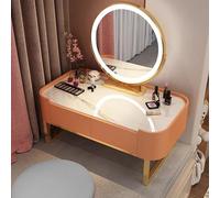 ZKBDBWTR Toeletta Trucco, Scrivania per il Trucco con Specchio, Mobiletto per il Trucco con Cassetti, Postazione Trucco Bambina per il Bagno, 3 Modalità di illuminazione(Orange,70cm/27.5in)
