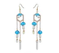 ZKBKJSPZJB Principessa dei funghi // orecchini a fungo. Orecchini Woodland.Orecchini olografici………, Metallo Legno, Ottone