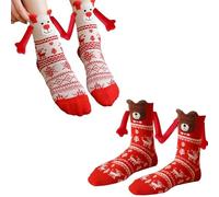 ZKGYUS 2 Paia Calzini Che Si Tengono per Mano, Divertenti 3D per Coppia, Natalizi per Donna e Uomo - Regali per Natale e Capodanno
