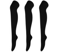 ZKGYUS 3 Paia Calzettoni Donna in Cotone Calze Gambaletto, Calzini Lunghi Donna, Calzini Gambaletti di Coscia Retro Casual Socks Nero Taglia Unica
