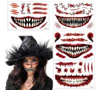 ZKGYUS 4 Fogli Tatuaggi Cicatrici Halloween,Tatoo Halloween,Tatuaggi Cicatrici Halloween, Cicatrici Finte Halloween,Tatuaggi Halloween Ferite, Trucco per le Decorazioni di Scena