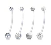 ZKGYUS 4 Pcs Piercing Ombelico Piercing Per Ombelico, Piercing Ombelico Pendente, Anello Con Ombelico, Cuore Farfalla Ombelico Gioielli Ombelico Piercing Lungo Barbell Set Per Le Donne