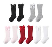 ZKGYUS 5 Paia Parigine Bambina, 1~3 anni Ginocchiere Calzini Lunghi Bambino, Calze Lunghe In Cotone Bimbi Bambini Calzini al Ginocchio, 5 Colori