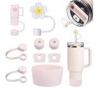ZKGYUS accessori stanley cup, set di accessori contiene 6 tappi in silicone a prova di perdite, 2 coperchi in paglia, 1 custodia in silicone per Stanley Cup da 1,2 l e 850 ml, coppe non incluse