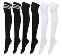 ZKGYUS Calze Parigine Donna Alte Sopra il Ginocchio a Righe - Calzettoni Lunghi