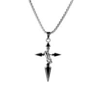 ZKGYUS Crocifisso Collana Croce Nera Invertita per Uomo Donna Ciondolo Pendente in Acciaio Inossidabile con Catena Regali di Natale per Halloween