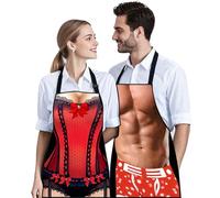 ZKGYUS Cucina Grembiule Sexy Divertente, 2 Pezzi Grembiule da barbecue, Grembiule da Cucina, da Barbecue per Uomo e Donna Regalo per Partito Cosplay Grigliare