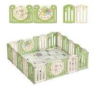 Zkipm Parque Bebe Modulable Extra Large, Parque Cuna Bebe Con alfombrilla de gateo, Accesorios Sólidos, Material de Seguridad HDPE, Ajuste Antideslizante (12/14/16 Paneles)+Tres colores