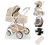 Zkiprm Cuoi Passeggino 3 in 1, Passeggino con Seggiolino Auto, Passeggino da città con telaio in alluminio, Pieghevole con una sola mano, Ruote Assorbente Gli Urti, Passeggini per bambini da 0 a 4