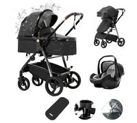 Zkiprm Passeggino 3 in 1, Passeggino Con Seggiolino Auto, Passeggino Canna Per Tutte le Stagioni, Pieghevole in Un Tasto, Grandi Ruote Assorbente Gli Urti, Passeggino Bebe Per Bambini Da 0 A 36 Mesi