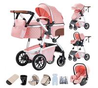 Zkiprm Passeggino 3 in 1, Sistema di Viaggio con Seggiolino Auto, Carrozzina e navicella, Braccioli regolabili, Parapioggia, Zanzariera, Telaio in alluminio, Passeggino urbano per bambini 0-4 anni