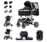 Zkiprm Passeggino combinato 3 in 1, con ovetto, fino a 22 kg, pieghevole, telaio in alluminio, zanzariera/copertura per la pioggia, borsa per mamma inclusa, 0-4 anni