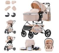 Zkiprm Passeggino combinato 3 in 1, con ovetto, fino a 22 kg, pieghevole, telaio in alluminio, zanzariera/copertura per la pioggia, borsa per mamma inclusa, 0-4 anni