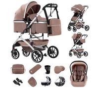 Zkiprm Passeggino combinato 3 in 1, con ovetto, fino a 22 kg, pieghevole, telaio in alluminio, zanzariera/copertura per la pioggia, borsa per mamma inclusa, 0-4 anni