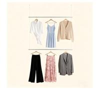 zklaseot Espositore E Supporto Per Negozio Di Abbigliamento, Asta Appendiabiti A Soffitto A Doppio Strato, Espositori Commerciali Per Abbigliamento Al Dettaglio In Vetrina(Silver-A,120cm)