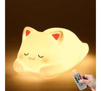 ZKLiLi Cute lap Cat silicone luce notturna per bambini, 7 varianti di colore, funzione touch + telecomando, ricarica USB, ideale per regali di compleanno per bambini