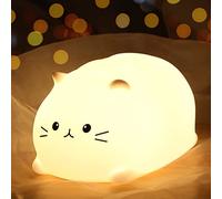ZKLiLi lampada per gatti Luce Notturna Bambini, RGB Lampada Notturna Per Bambini, Dimmerabile Lucina Notte Bambini, Funzione Timer 7 Colori di batteria LED Silicone Regalo Neonato Cameretta (Katzen)