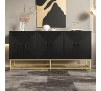 ZKLOEP Armadio nero - moderno credenza con 3 porte doppie, ampio spazio e superficie opaca per soggiorno, sala da pranzo e ufficio, pratica organizzazione nella vita di tutti i giorni