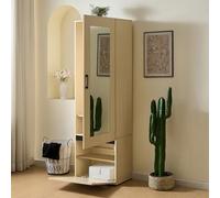 ZKLOEP Armadio sottile con specchio e asta appendiabiti allungabile - Moderno armadio ingresso e armadio in MDF salvaspazio armadio per corridoio